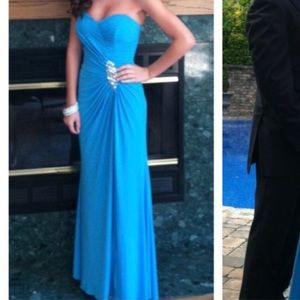 Teal Alyce Prom Dress with Hip Bedazzle